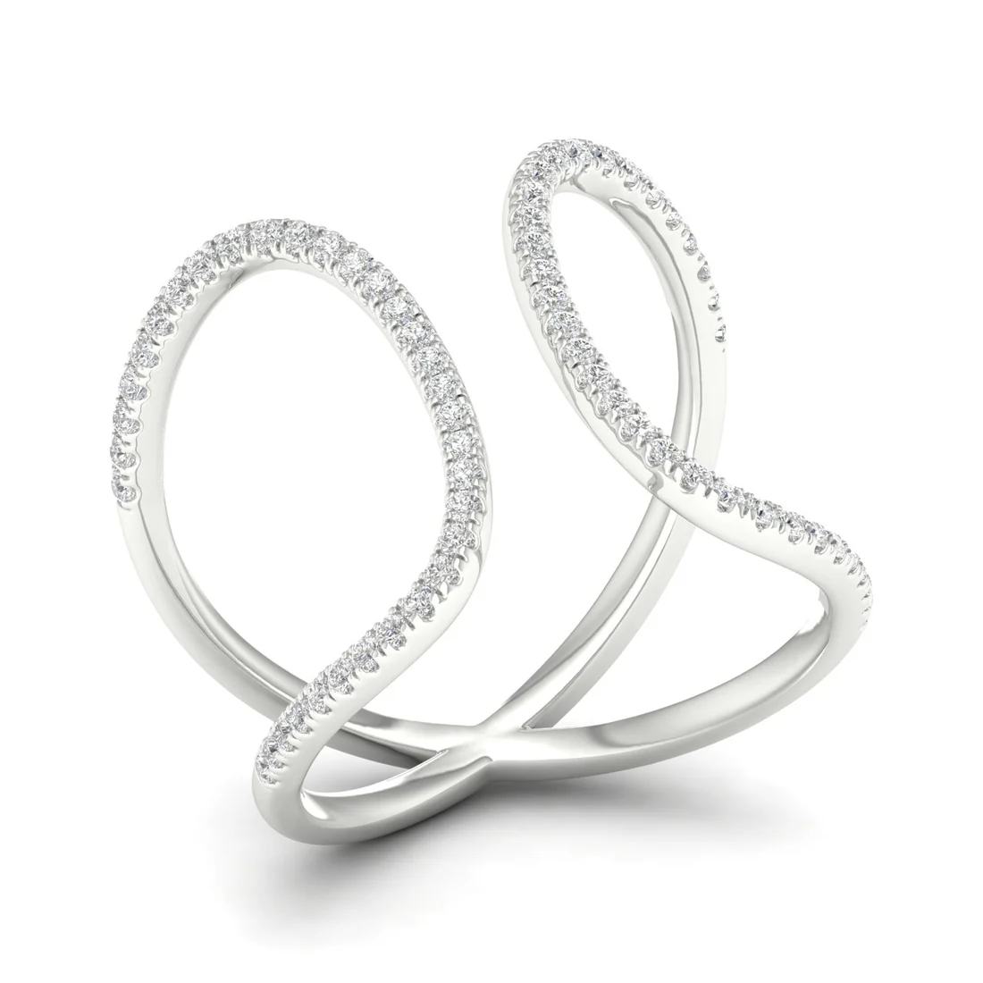 0.30Ctw Lab Grown Diamond Curved Open Wedding Band