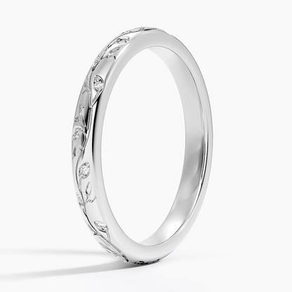 0.05 CTW Engraved Lab Grown Diamond Wedding Band For Women