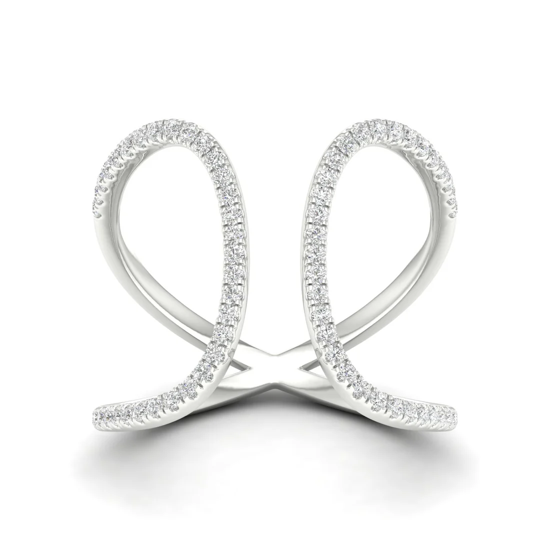 0.30Ctw Lab Grown Diamond Curved Open Wedding Band