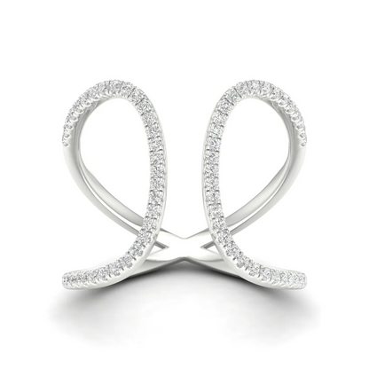 0.30Ctw Lab Grown Diamond Curved Open Wedding Band