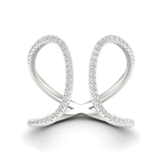 0.30Ctw Lab Grown Diamond Curved Open Wedding Band