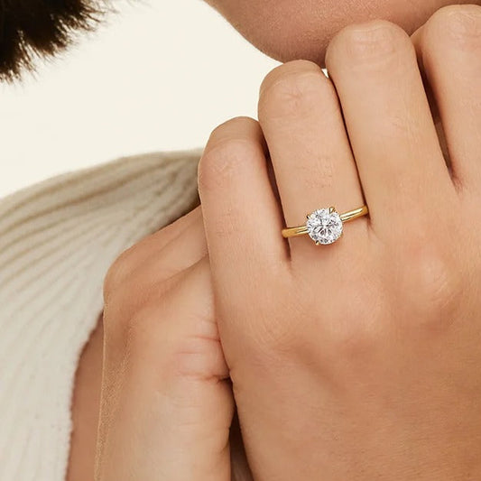 1/4 CT Labgrown Diamond Hidden Halo Yellow Gold Solitaire Engagement Ring