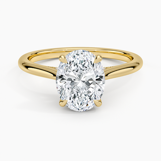 1/4 CT Labgrown Diamond Hidden Halo Yellow Gold Solitaire Engagement Ring