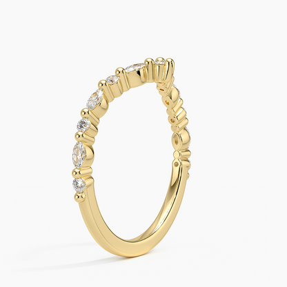 0.31 CTW Round And Marquise Lab Grown Diamonds Curved Wedding Band