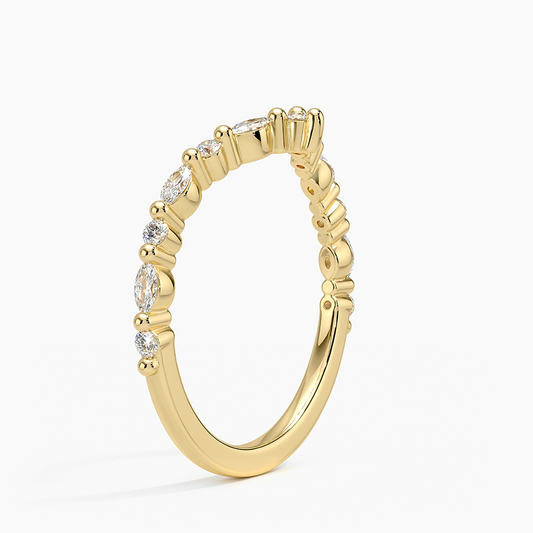 0.31 CTW Round And Marquise Lab Grown Diamonds Curved Wedding Band