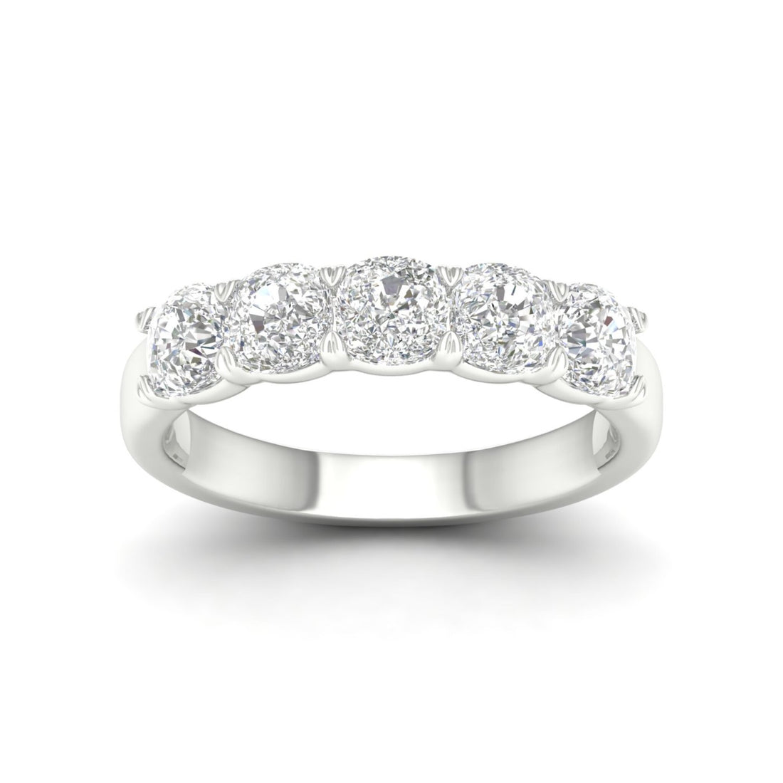 2 CTW Five Five Stone Cushion Lab Grown Diamond Anniversary Band