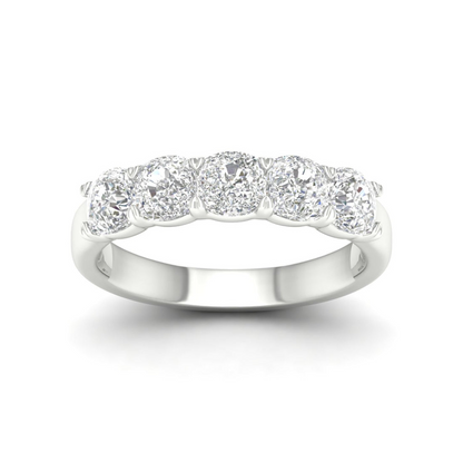 2 CTW Five Five Stone Cushion Lab Grown Diamond Anniversary Band