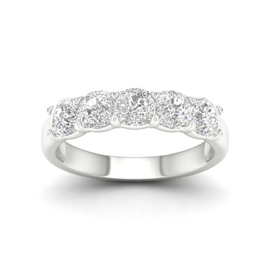 2 CTW Five Five Stone Cushion Lab Grown Diamond Anniversary Band