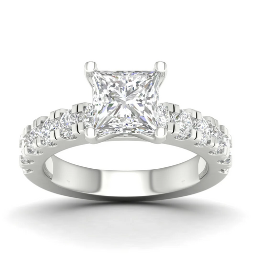3 CTW Princess Cut Lab Grown Diamond Engagement Ring