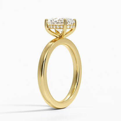 1/4 CT Labgrown Diamond Hidden Halo Yellow Gold Solitaire Engagement Ring