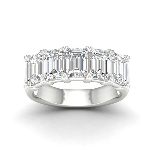 4 CTW Five Stone Emerald Lab Grown Diamond Anniversary Band