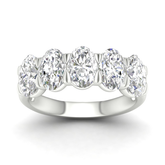 3 CTW Oval Five Stone Lab Grown Diamond Anniversary Band