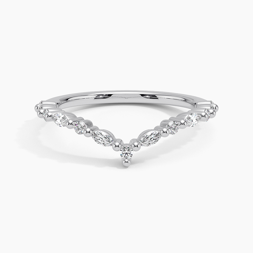 0.31 CTW Round And Marquise Lab Grown Diamonds Curved Wedding Band