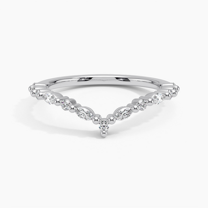 0.31 CTW Round And Marquise Lab Grown Diamonds Curved Wedding Band