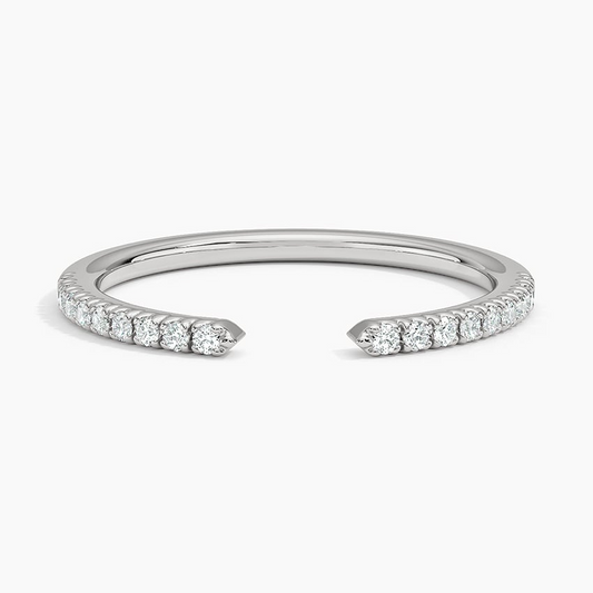 0.13 CTW Lab Grown Diamond Open Cuff Stacking Wedding Band