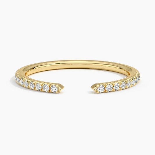 0.13 CTW Lab Grown Diamond Open Cuff Stacking Wedding Band