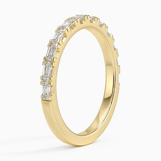 0.45CTW Baguette Lab Grown Diamond Yellow Gold Wedding Band