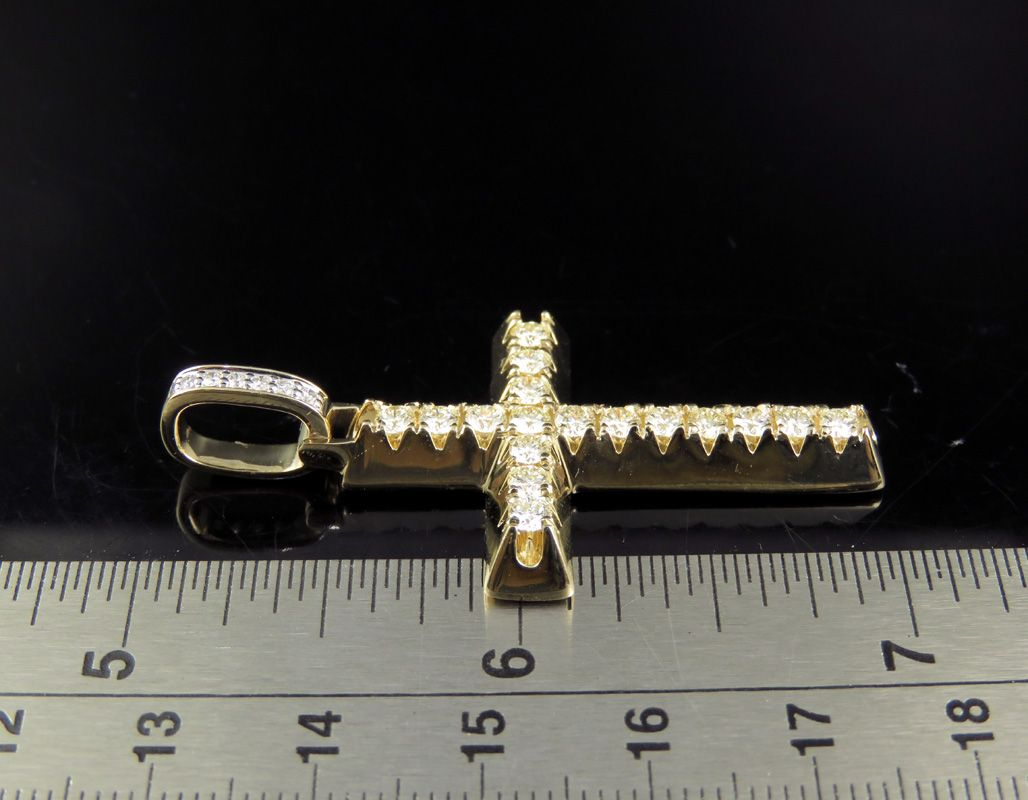 14K Solid Gold Lab Grown Diamond Cross Pendant