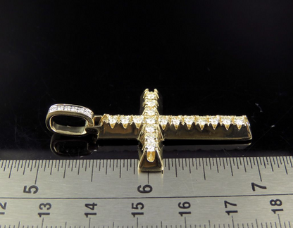 14K Solid Gold Lab Grown Diamond Cross Pendant