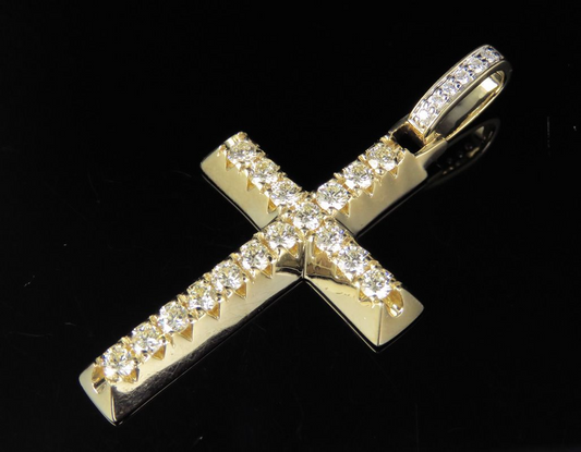 14K Solid Gold Lab Grown Diamond Cross Pendant