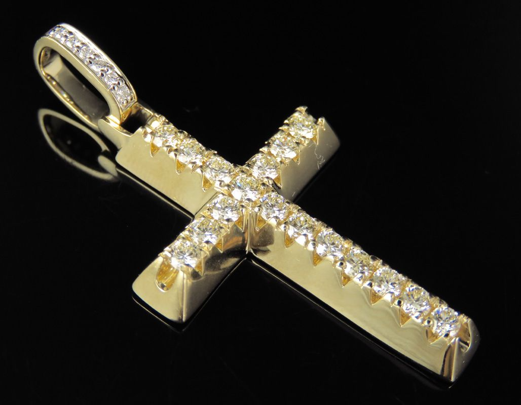14K Solid Gold Lab Grown Diamond Cross Pendant