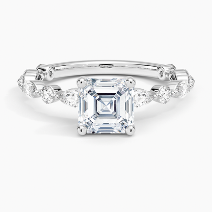 1 1/4CT Asscher Lab Grown Diamond Three-Quarter Coverage Diamond Ring