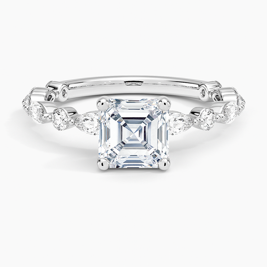 1 1/4CT Asscher Lab Grown Diamond Three-Quarter Coverage Diamond Ring