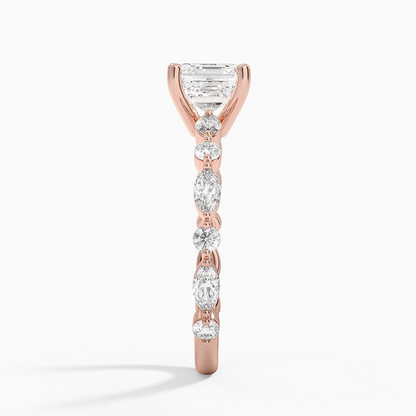 1 1/4CT Asscher Lab Grown Diamond Three-Quarter Coverage Diamond Ring