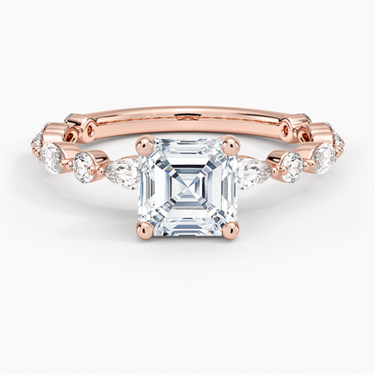 1 1/4CT Asscher Lab Grown Diamond Three-Quarter Coverage Diamond Ring