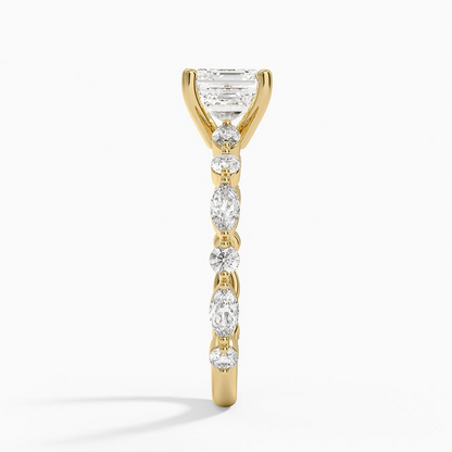 1 1/4CT Asscher Lab Grown Diamond Three-Quarter Coverage Diamond Ring