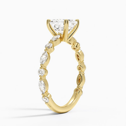 1 1/4CT Asscher Lab Grown Diamond Three-Quarter Coverage Diamond Ring