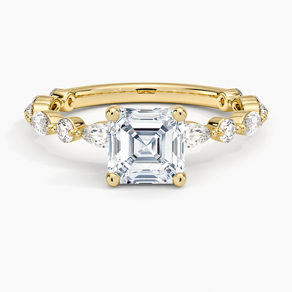 1 1/4CT Asscher Lab Grown Diamond Three-Quarter Coverage Diamond Ring
