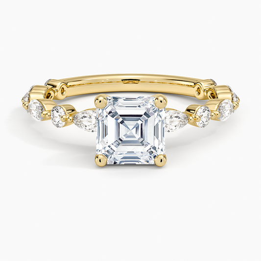 1 1/4CT Asscher Lab Grown Diamond Three-Quarter Coverage Diamond Ring