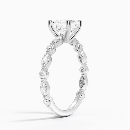 1 1/4CT Asscher Lab Grown Diamond Three-Quarter Coverage Diamond Ring