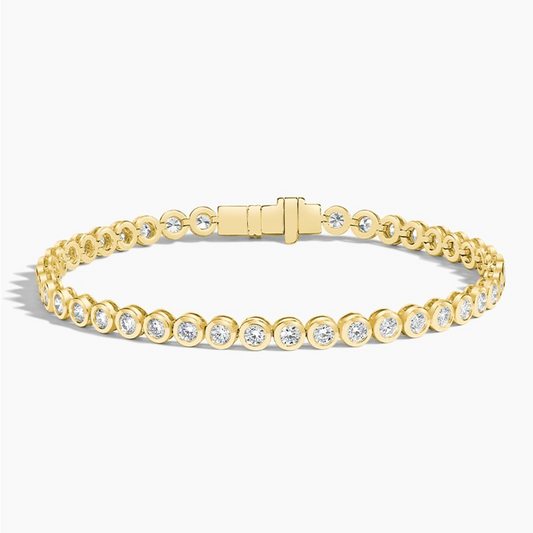 2.87CTW 7 inch Round Cut Bezel Lab Grown Diamond Tennis Bracelet