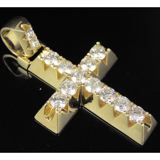 1.8 Inch 10K Solitaire Prong Lab Grown Diamond Cross Pendant