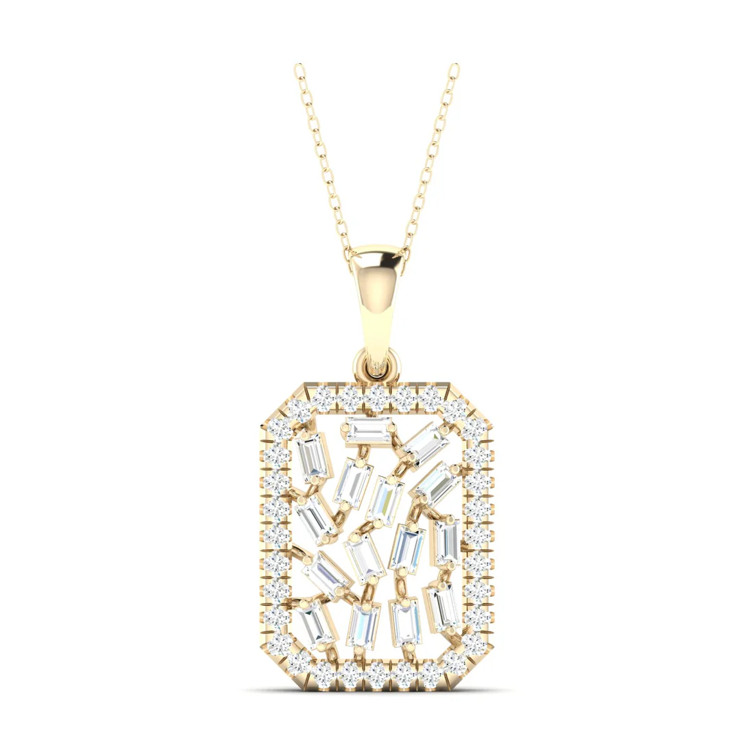 0.60 CTW Lab Grown Diamond Round Baguette Pendant