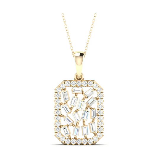 0.60 CTW Lab Grown Diamond Round Baguette Pendant