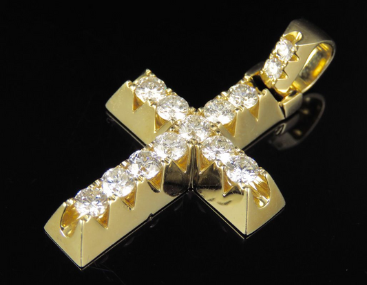1.8 Inch 10K Solitaire Prong Lab Grown Diamond Cross Pendant