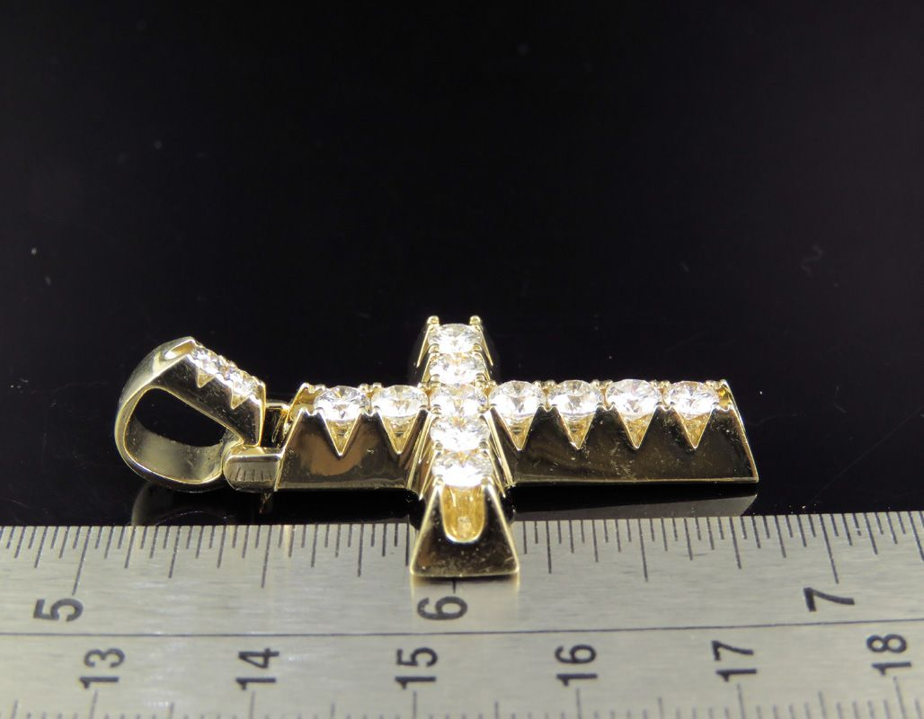 1.8 Inch 10K Solitaire Prong Lab Grown Diamond Cross Pendant