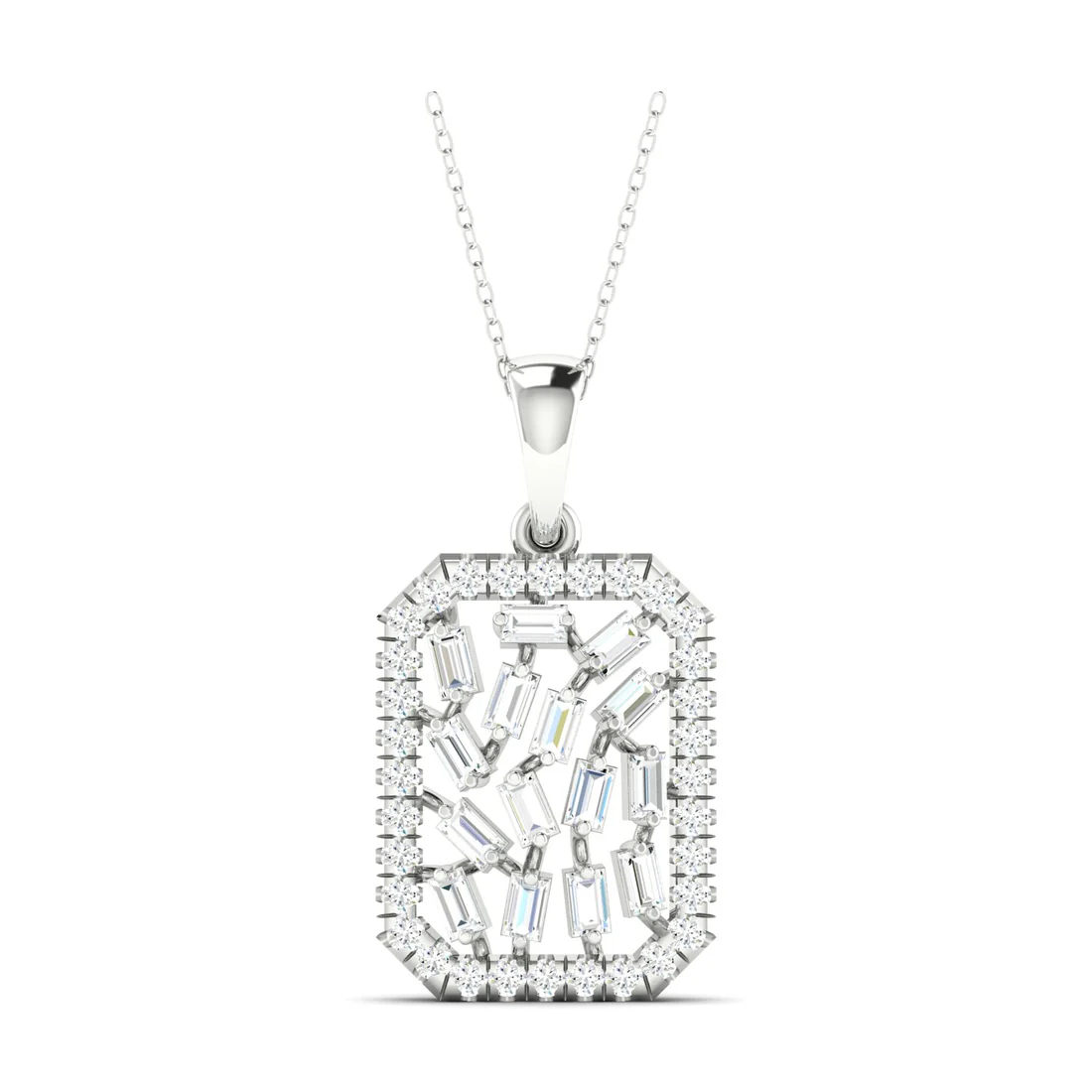 0.60 CTW Lab Grown Diamond Round Baguette Pendant
