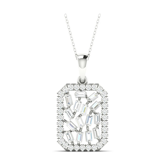 0.60 CTW Lab Grown Diamond Round Baguette Pendant