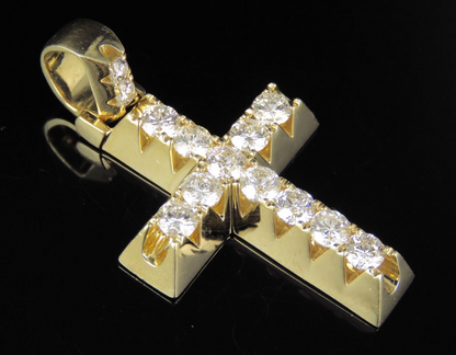 1.8 Inch 10K Solitaire Prong Lab Grown Diamond Cross Pendant