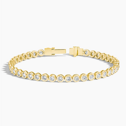 2.87CTW 7 inch Round Cut Bezel Lab Grown Diamond Tennis Bracelet