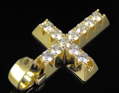 1.8 Inch 10K Solitaire Prong Lab Grown Diamond Cross Pendant