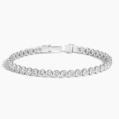 2.87CTW 7 inch Round Cut Bezel Lab Grown Diamond Tennis Bracelet