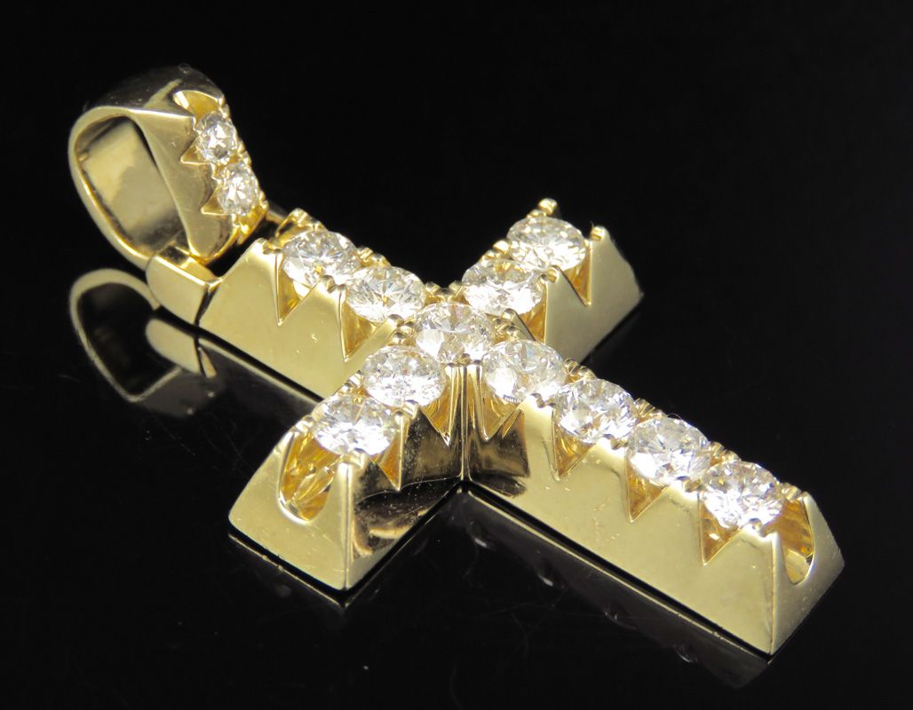 1.8 Inch 10K Solitaire Prong Lab Grown Diamond Cross Pendant