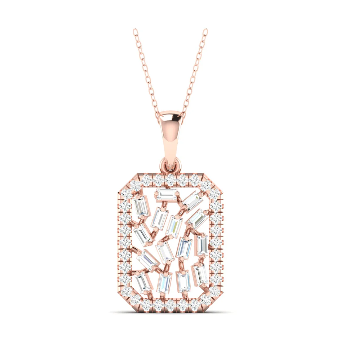 0.60 CTW Lab Grown Diamond Round Baguette Pendant