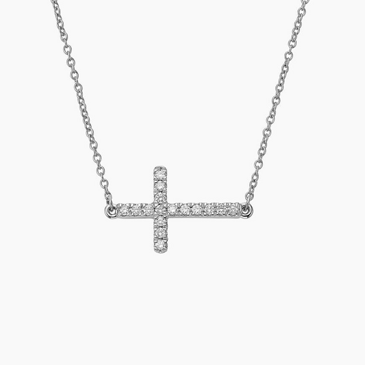 1/6 CTW Lab Grown Diamond Sideways Cross Pendant