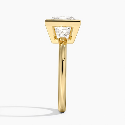 2 1/2CT Princess Lab Grown Diamond Gold Bezel Solitaire Ring